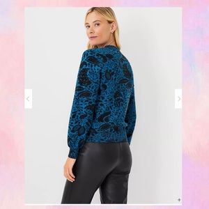 ANN TAYLOR Floral Jacquard Easy Crew Neck Sweater